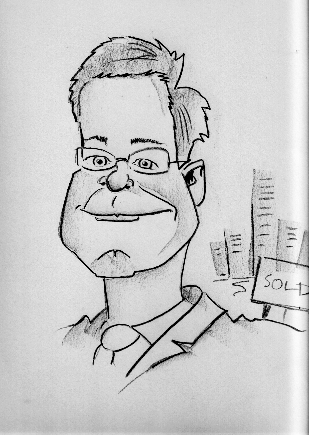 caricature of a company guy in Buildings